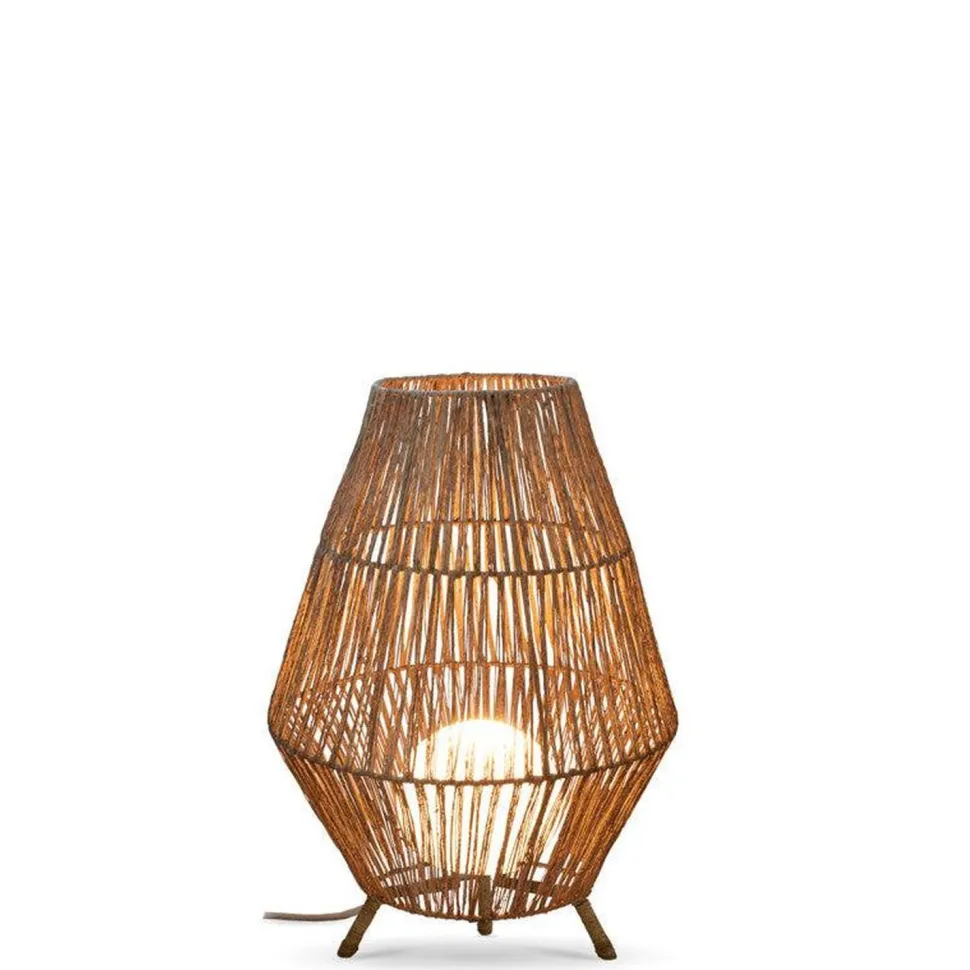 Tischleuchte Rattan H: 72 cm E27 groß Dreibein Boho