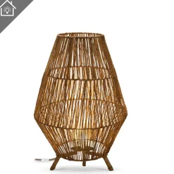 Tischleuchte Rattan H: 72 cm E27 groß Dreibein Boho