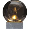 Tischleuchte Rauchglas Marmor H: 35,5 cm Grau Grau E27 Retro