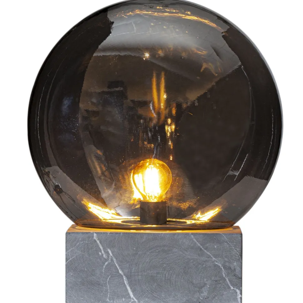 Tischleuchte Rauchglas Marmor H: 35,5 cm Grau Grau E27 Retro