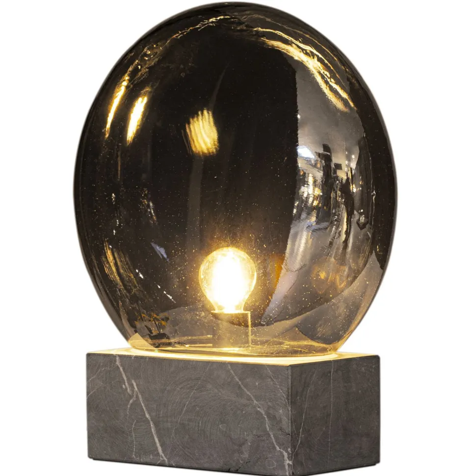 Tischleuchte Rauchglas Marmor H: 35,5 cm Grau Grau E27 Retro