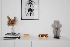 Tischleuchte Rauchglas Metall 40,6 cm E27 Kabelschalter