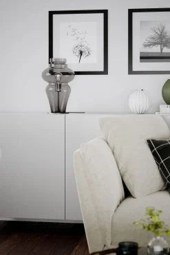 Tischleuchte Rauchglas Metall 40,6 cm E27 Kabelschalter