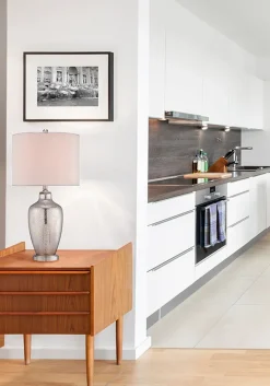 Tischleuchte SASAR Creme Silber H:75cm Ø38cm Lampe