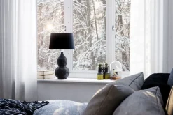 Tischleuchte Schwarz 56,5 cm hoch E27 Metall Stoff Modern