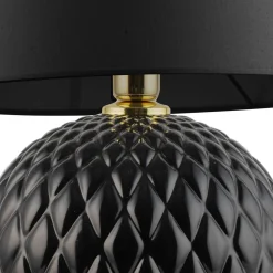 Tischleuchte Schwarz 60 cm hoch Glas Stoff E27 DOLORES