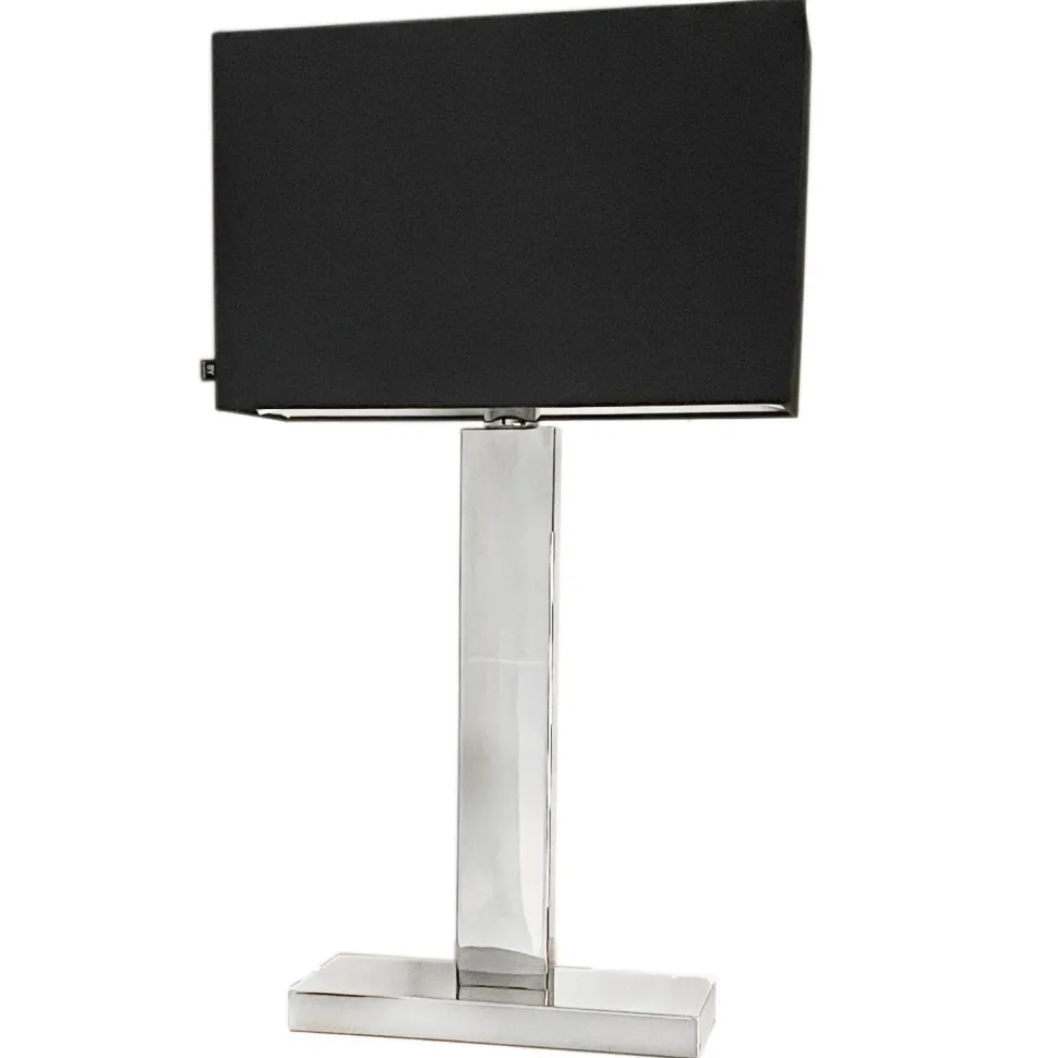 Tischleuchte Schwarz Chrom 69,5 cm hoch Metall Stoff E27