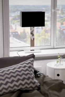 Tischleuchte Schwarz Chrom 69,5 cm hoch Metall Stoff E27