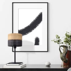 Tischleuchte Schwarz Natur E27 40 cm Modern CANTU