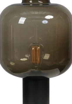 Tischleuchte Schwarz Rauchglas Metall 41 cm hoch E27