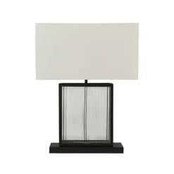 Tischleuchte Schwarz Weiß Samt Glas Metall 53 cm E27