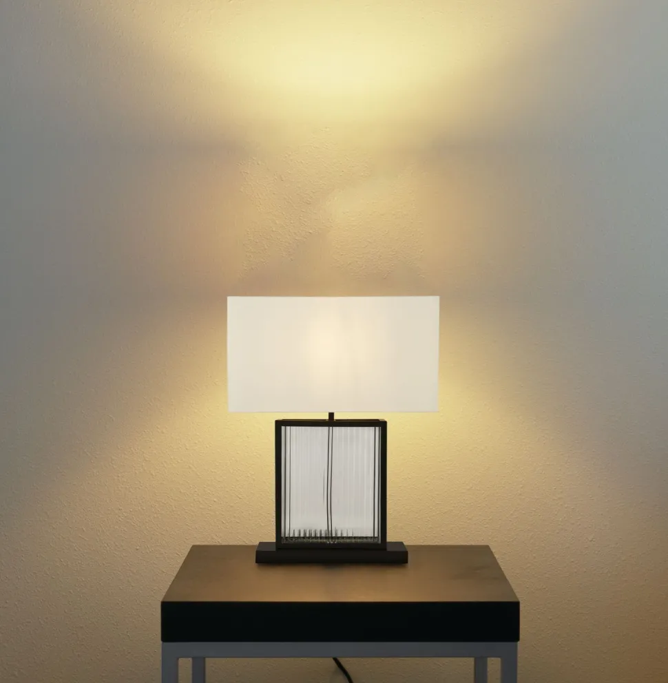 Tischleuchte Schwarz Weiß Samt Glas Metall 53 cm E27