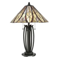 Tischleuchte Tiffany Stil E27 65 cm 2 Zugschalter