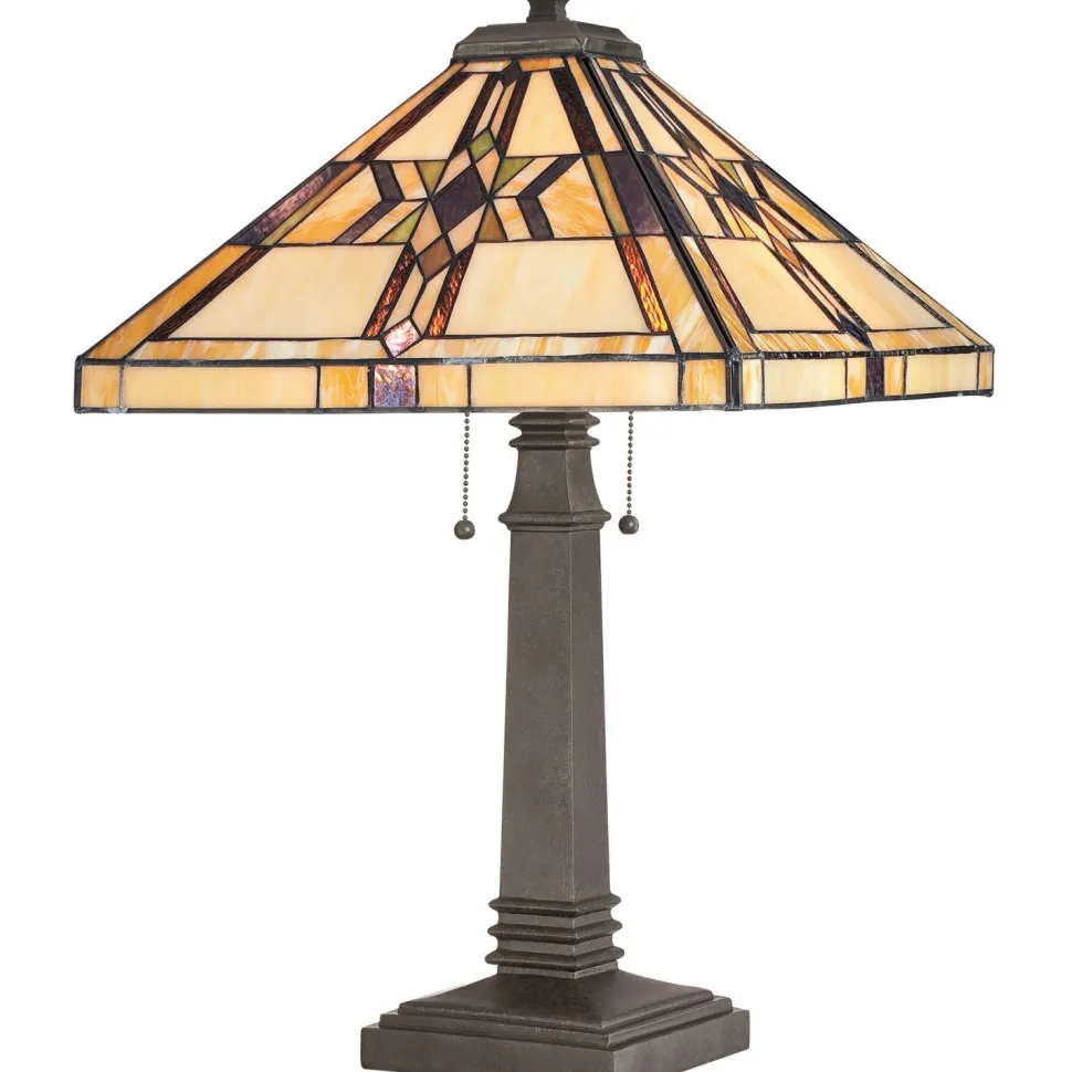 Tischleuchte Tiffany Stil 2 Zugschalter 63,5 cm hoch