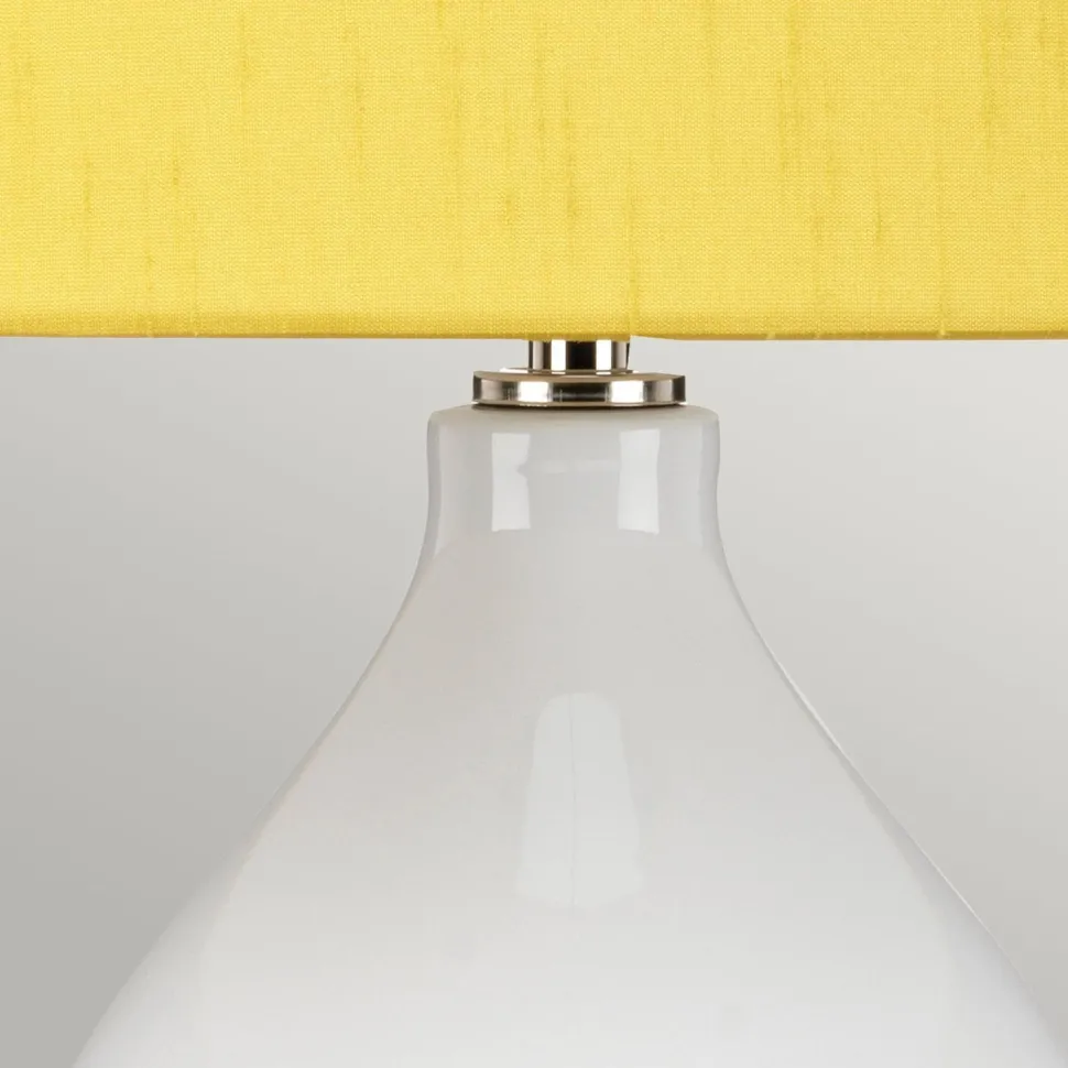 Tischleuchte Weiß Gelb Keramik Stoff E27 64 cm Retro WINTA