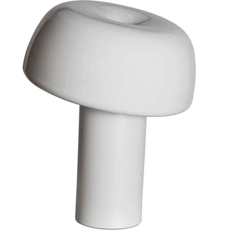 Tischleuchte Weiß H: 41 cm kippbar Metall Kabelschalter E27