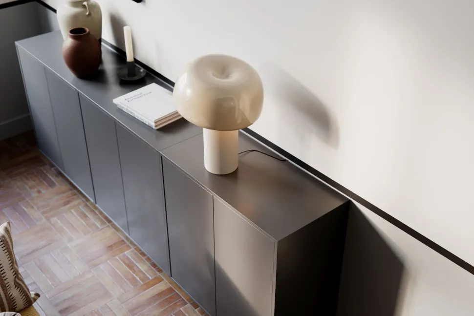 Tischleuchte Weiß H: 41 cm kippbar Metall Kabelschalter E27