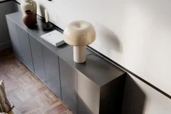 Tischleuchte Weiß H: 41 cm kippbar Metall Kabelschalter E27