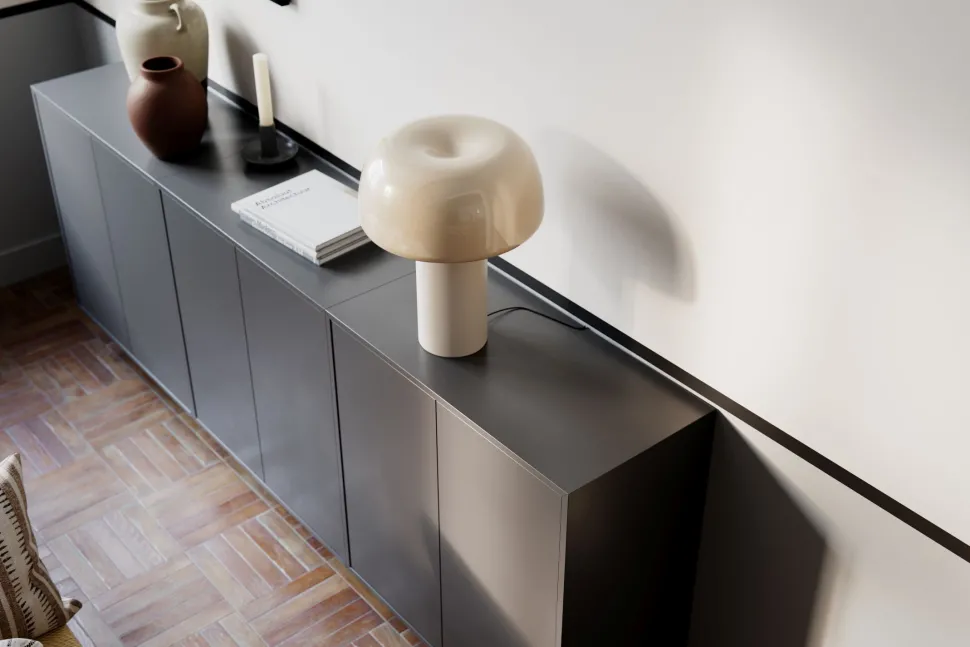 Tischleuchte Weiß H: 41 cm kippbar Metall Kabelschalter E27