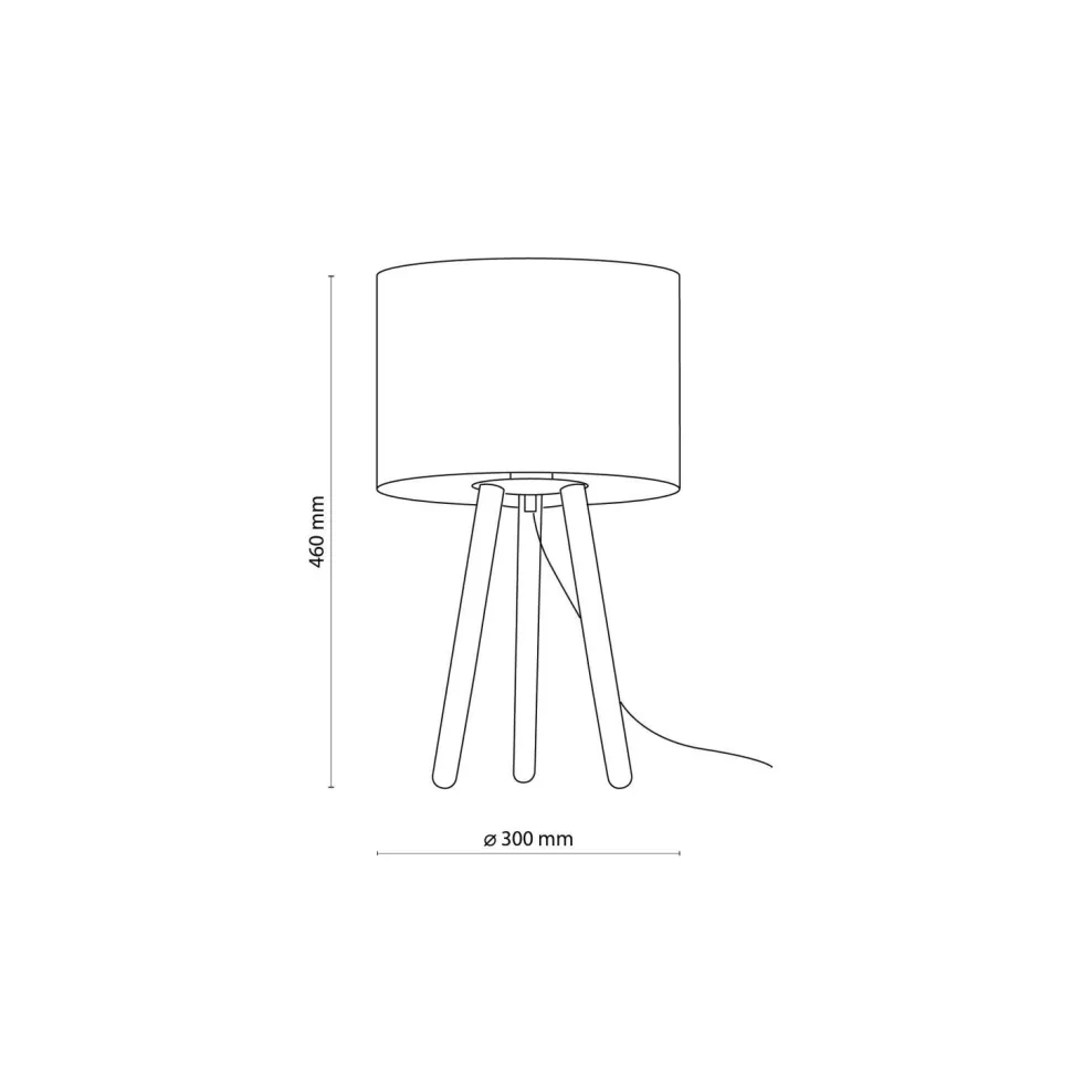 Tischleuchte Weiß Natur Dreibein Holz Stoff 46 cm