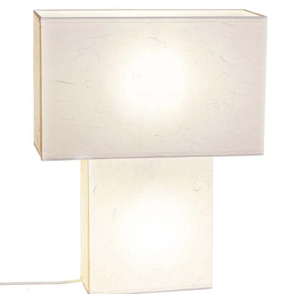 Tischleuchte Weiß Papier Metall 40 cm hoch 2x E27