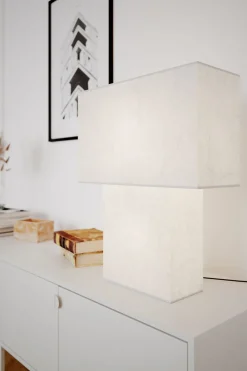 Tischleuchte Weiß Papier Metall 40 cm hoch 2x E27