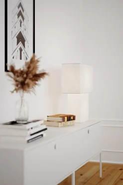 Tischleuchte Weiß Papier Metall 40 cm hoch 2x E27