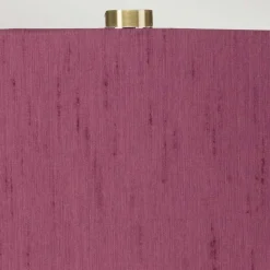 Tischleuchte Weiß Violett 64 cm hoch E27 Keramik Stoff Retro