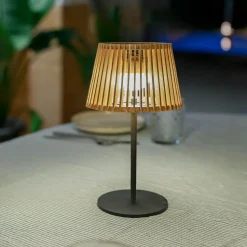 Tragbare LED Tischleuchte Solar Holz Metall 36 cm IP54 2700K