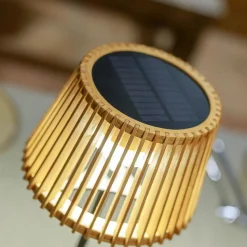 Tragbare LED Tischleuchte Solar Holz Metall 36 cm IP54 2700K