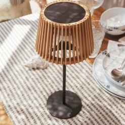 Tragbare LED Tischleuchte Solar Holz Metall 36 cm IP54 2700K