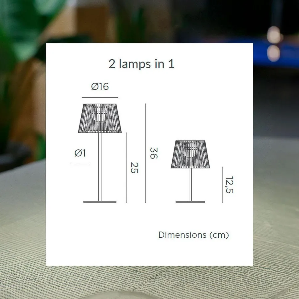 Tragbare LED Tischleuchte Solar Holz Metall 36 cm IP54 2700K