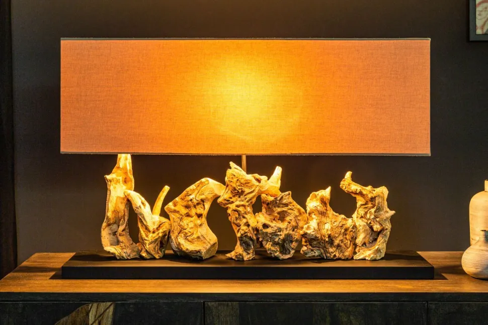 Treibholz Tischlampe PECIOS Modern Design Unikat