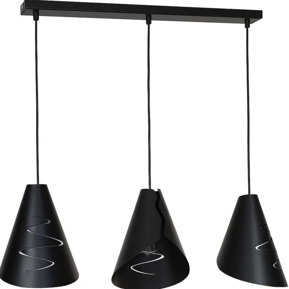 Trendy Hängeleuchte ALANA in Schwarz 3-flmg