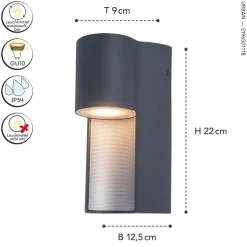 Up Down Außenleuchte Aluminium H:22 cm IP54 GU10 Wand