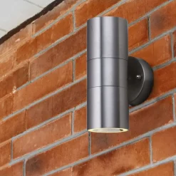 Up Down Wandlampe Außen Stahl IP44 GU10 H:16 cm 2-flmg