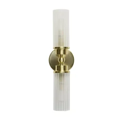 Up Down Wandlampe in Messing Metall Glas IP44 H:37 cm