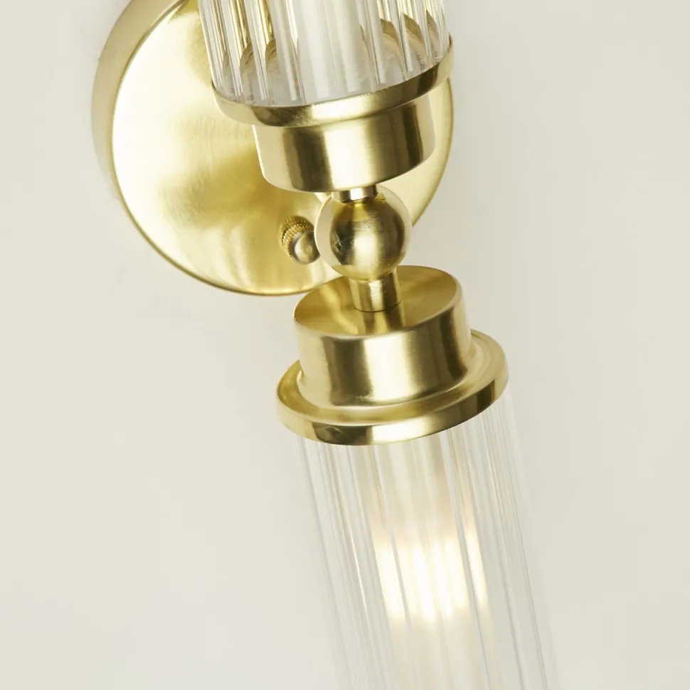 Up Down Wandlampe in Messing Metall Glas IP44 H:37 cm