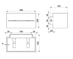 Up Down Wandleuchte Grau Aluminium eckig Modern