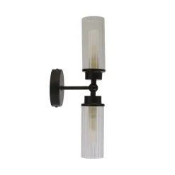 Up Down Wandleuchte Schwarz Metall Glas G9 IP44 H:37 cm