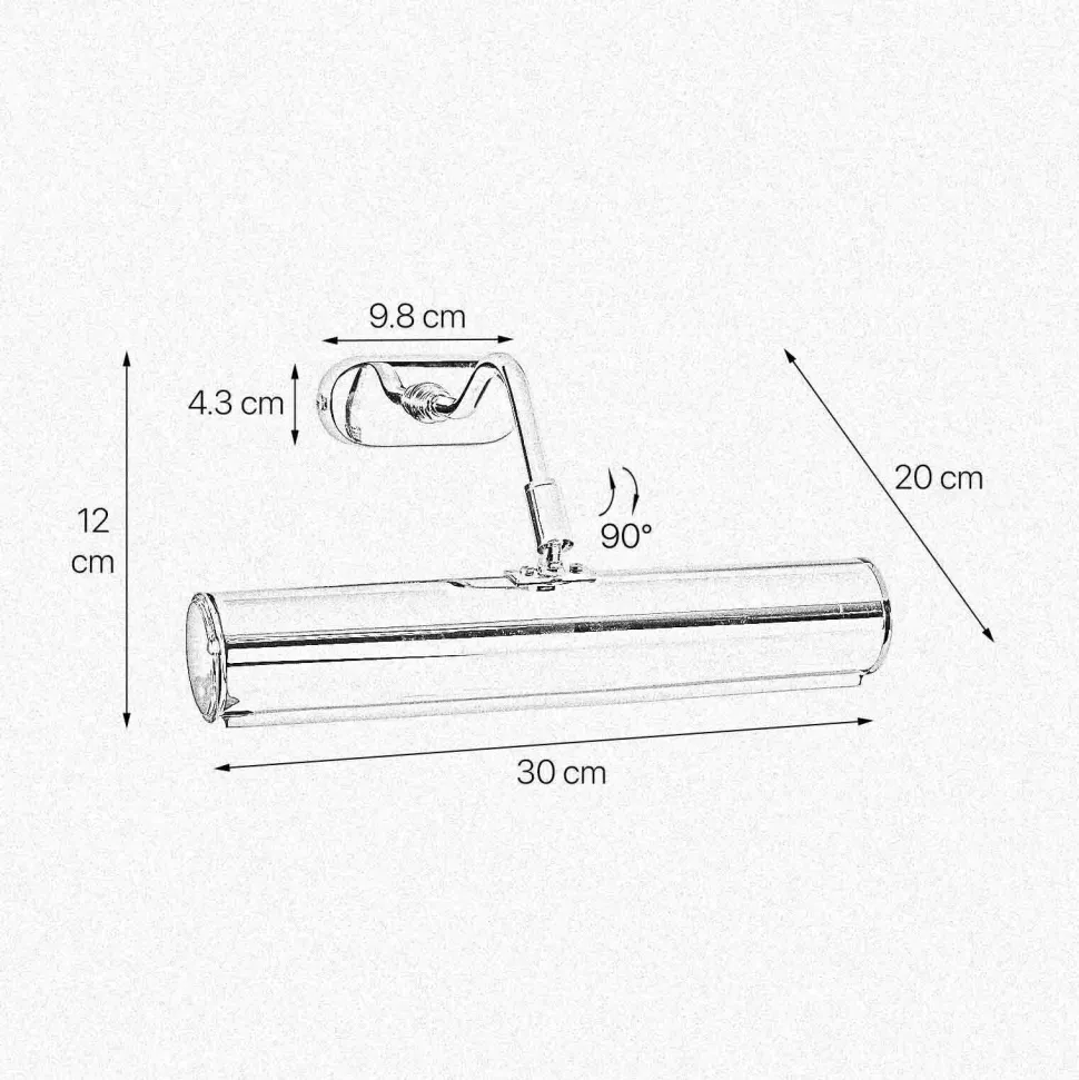 Vergoldete Bilderleuchte Messing 24 K B: 30 cm schwenkbar E14