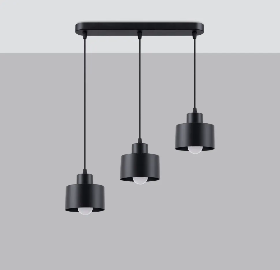 Verstellbare Pendelleuchte Schwarz Metall 3-flammig E27