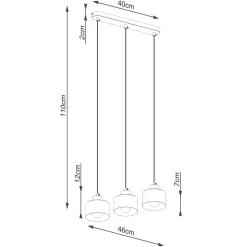 Verstellbare Pendelleuchte Schwarz Metall 3-flammig E27