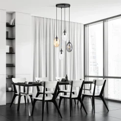 Verstellbare Pendelleuchte CARLU Glas 4-flammig E14