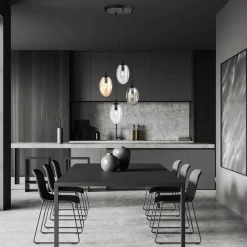 Verstellbare Pendelleuchte CARLU Glas 4-flammig E14