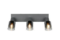 Verstellbarer Deckenspot Rauchglas Metall E14 3-flammig