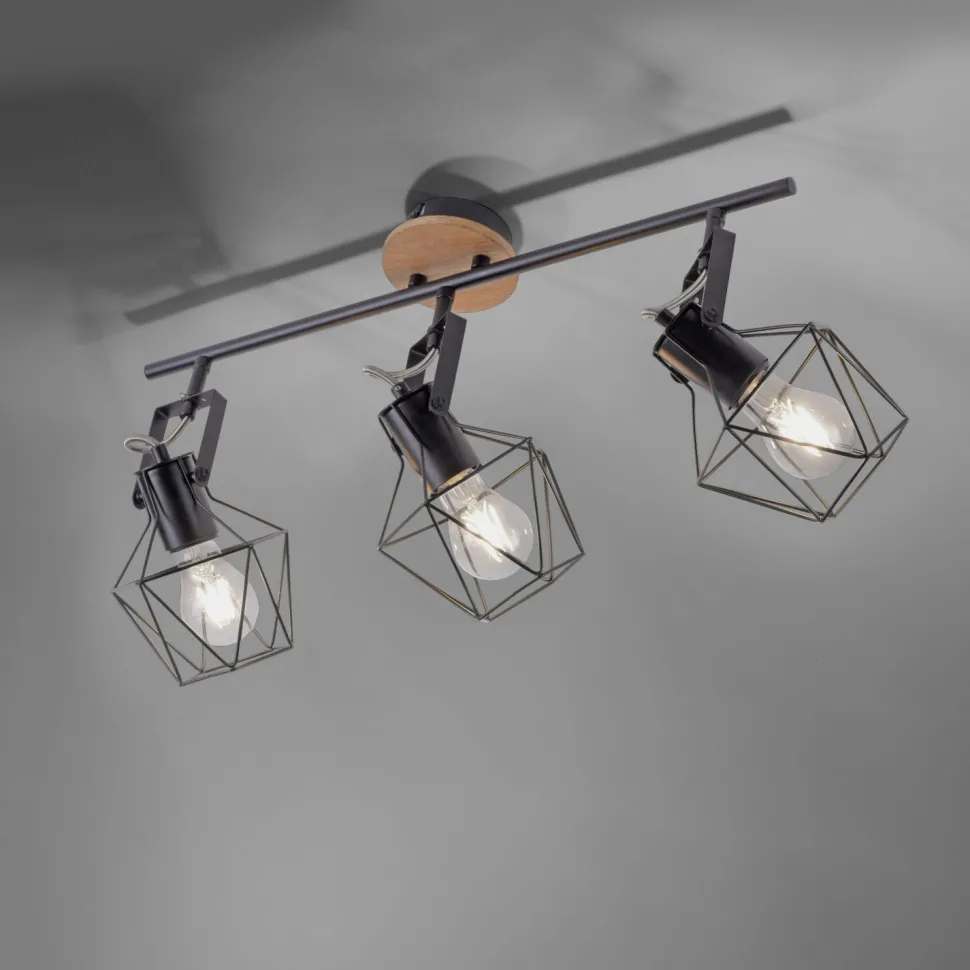 Verstellbarer Deckenspot Holz Metall 83 cm E27 Vintage