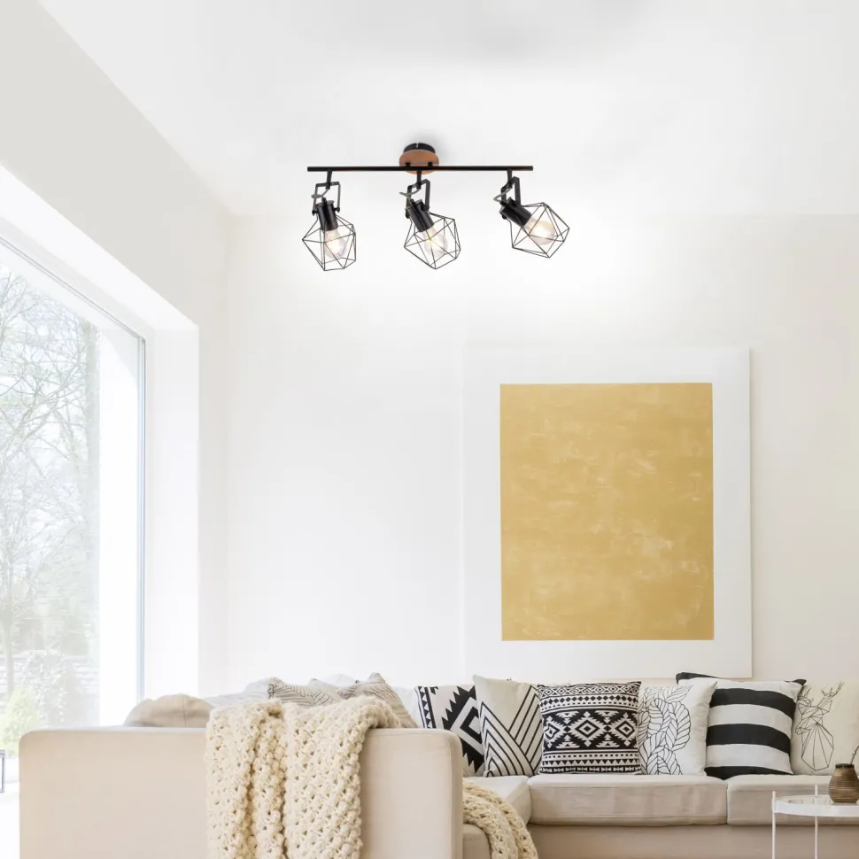 Verstellbarer Deckenspot Holz Metall 83 cm E27 Vintage