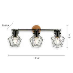 Verstellbarer Deckenspot Holz Metall 83 cm E27 Vintage