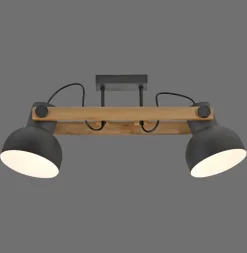 Verstellbarer Deckenstrahler Holz Metall E27 L:72 cm